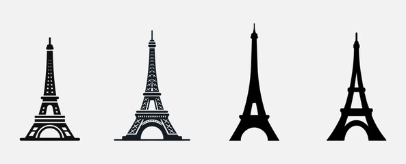 Eiffel tower black on a white background illustration. Olympics Paris