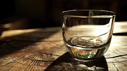 A Tranquil Oasis: Glass of Water on Wooden Table
