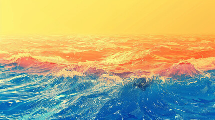 Engage with a sunrise gradient background pulsing with vitality, as bright yellows fuse into deep oceanic blues, offering a dynamic setting for design resources.