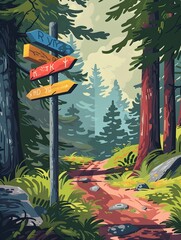Colorful Trail Marker Guiding Design for Adventurous Journeys