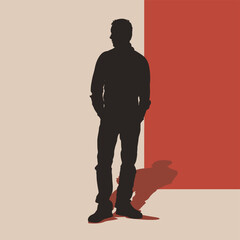 Man standing silhouette black flat vector design