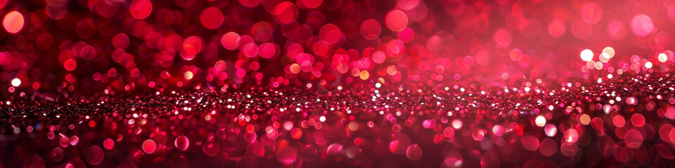 Raspberry Red Glitter Defocused Abstract Twinkly Lights Background, shimmering blurred lights with...