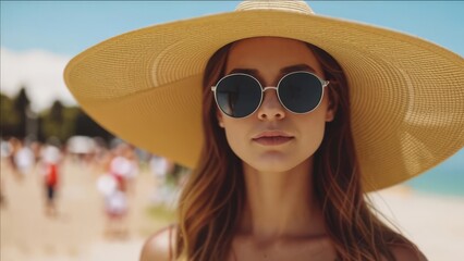 Summer outfit made of a hat and sunglasses.