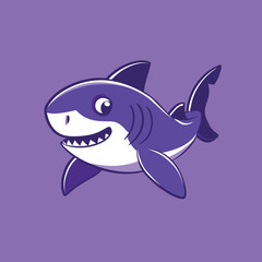 Cute cartoon shark simple flat style vector illustration