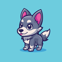 Cute wolf mascot animal character design flat vector illustration