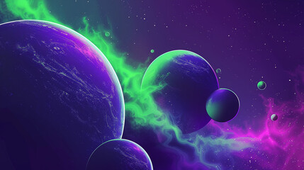 Embrace a dynamic gradient background shifting from cosmic purples to neon greens, adding a touch of the surreal to your designs.