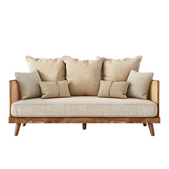 modern boho sofa isolated on transparent background