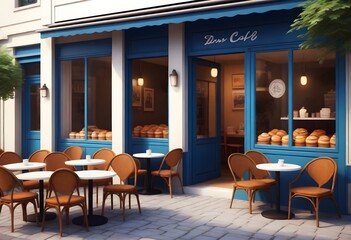 Digital Painting Charming Europeanstyle Cafe With  1