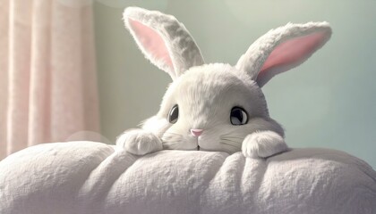 Obraz premium かわいいうさぎのぬいぐるみの顔