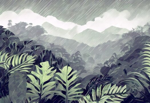 'weather green misty landscape rainy tropical rainforest hill pattern Background Sky Summer Travel Nature Vintage Wood City Tree Spring Winter Light Space Forest Cloud Beauty'