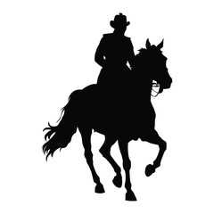 silhouette of a horseman on white