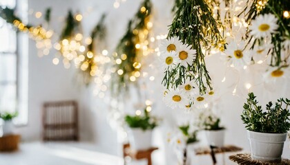 カモミールの花を飾る部屋