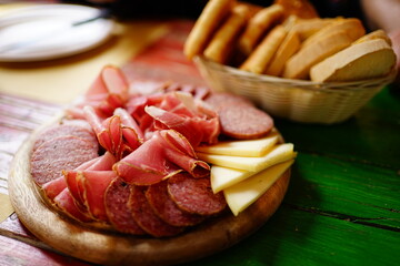 Selection of cured meats and cheeses from the Marche region