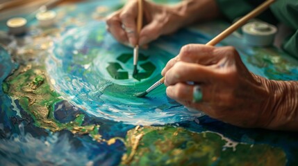 Artist Painting a Textured Canvas