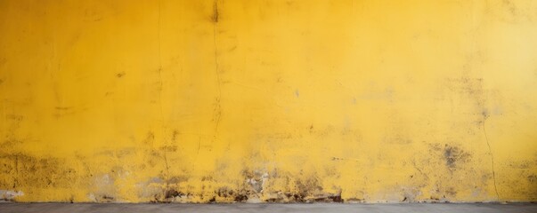 Yellow wall texture rough background dark concrete floor old grunge background painted color stucco texture with copy space empty blank copyspace