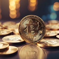 market graph on chart. coin and bitcoin