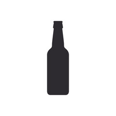 Glass bottle. Whiskey, Beer bottle. Bottle silhouette in black color. Stencil bottle. Flask template. Glass container. Flask of poison. Beer can. Jar icon. Shape For 3d modeling. Logo template. 