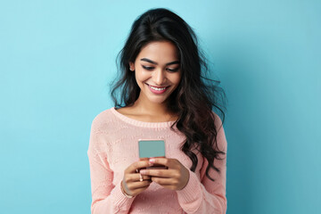 Young indian woman using smartphone