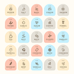 labels for spices food stickers  containers.eps