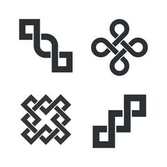 Obraz premium Abstract geometric shapes isolated on white background. Infinity loop shapes. Design elements. Vector illustration.