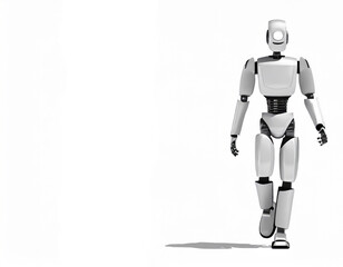 Obraz na płótnie Canvas 正面を向いて歩いているロボット。CG風。AI生成画像。