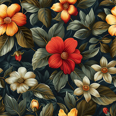 Fototapeta na wymiar Mughal flower seamless traditional pattern on color background