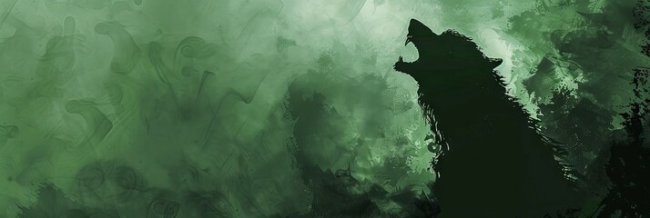 Howling Demons Solitary Cry Amidst a Moody Foreboding Forest - obrazy, fototapety, plakaty