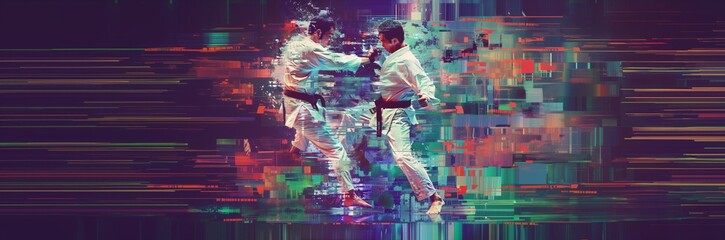 Digital glitch martial arts showdown