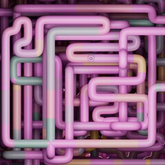 pink and orange pipes, 3d render tubes background concept for editing 