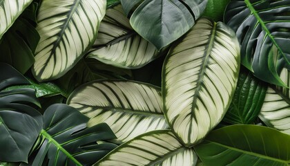 nature green leaves background tropical leaf banner or floral jungle pattern concept