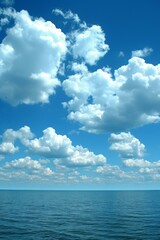 Blue sky and white clouds over the sea