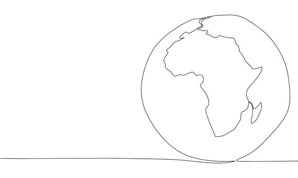 recommend clip art: Africa on planet one line continuous. Line art Africa on Earth globe. Hand drawn vector art.