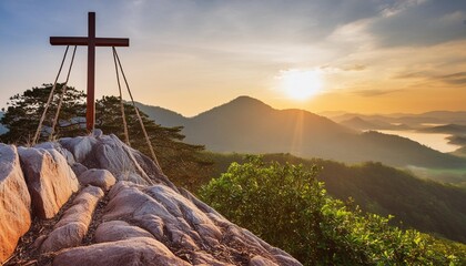 the cross on top of the hill easter week it represents the cross of jesus christ