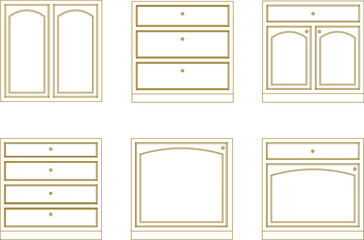 Detailed vector sketch drawing illustration of cupboard furniture design