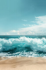 Fototapeta premium Aqua blue and sandy beige wave background, evoking a beach-like feel suitable for vacation themes