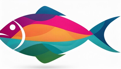 logo illustration in the shape of a colorful fish isolated on white background