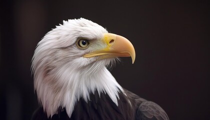 Fototapeta premium close up bald eagle head on black background