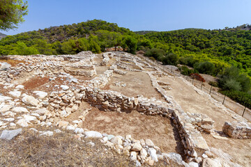 The ancient palace of Ajax the Great, a residential complex of the late Mycenaean era revealed at the location of Kanakia, in Salamina island, Greece, Europe. 