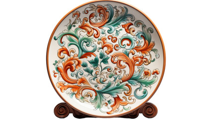 Intricate Handcrafted Plate on Transparent Background.