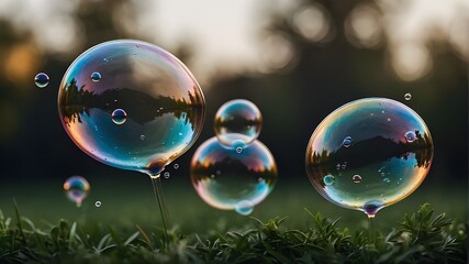 Realistic soap bubbles in vector format on a clear backdrop