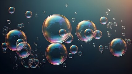 Realistic soap bubbles in vector format on a clear backdrop
