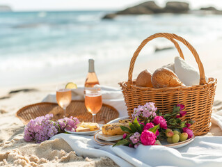 picnic at beach have a breakfast