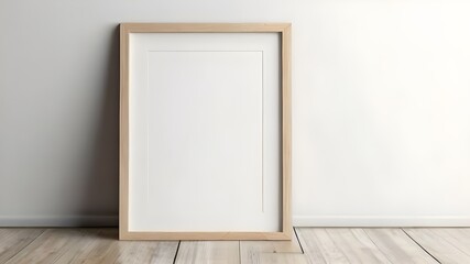 Empty mock up frame on wooden floor 