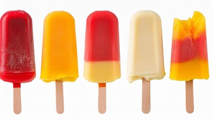 ice cream on a stick with a bite mark isolated png ice cream or fruit ice isolated on a transparent background yellow orange and red ice cream on a stick vertical ice cream banner