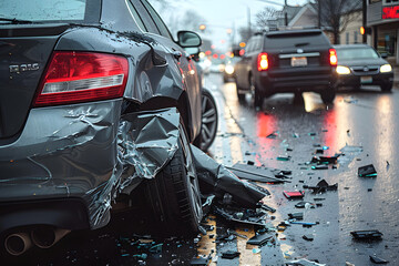 Car Collision Scene: Two Vehicles in Distress