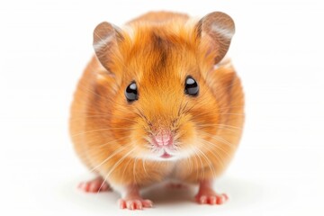 A cute hamster on a clean white background, adorable and fluffy.