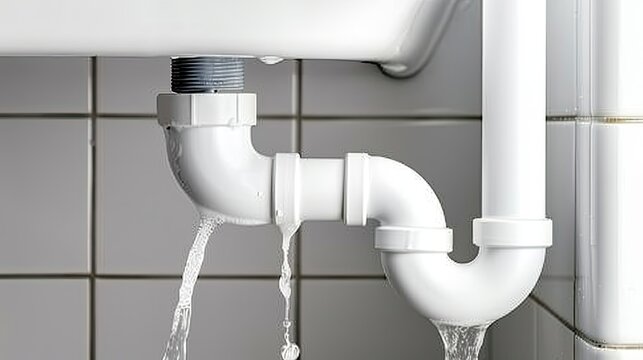 leaking white plastic pipe Generative AI