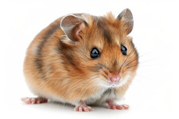 A cute hamster on a clean white background, adorable and fluffy.