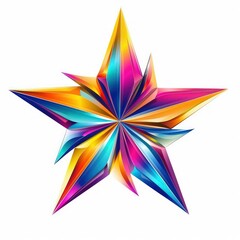 A vibrant, abstract flower made of colorful, translucent petals arranged in a symmetrical pattern, radiating a dynamic energy.