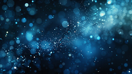 Obraz premium Gentle Electric Blue Bokeh Lights on Dark Abstract Background with Sparkle Dust, High Definition Imagery